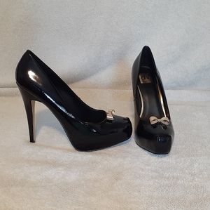 🎀Black Patent Leather Platform Stilettos Size 9.5